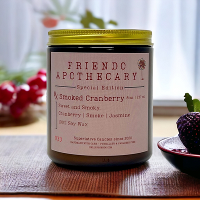 "Smoked Cranberry" Vegan Soy Wax Candle with wooden crackle wick